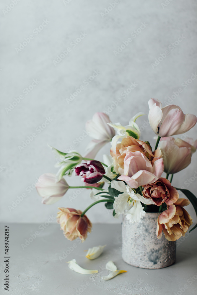 Many tulips in flower vase Many tulips in flower vase