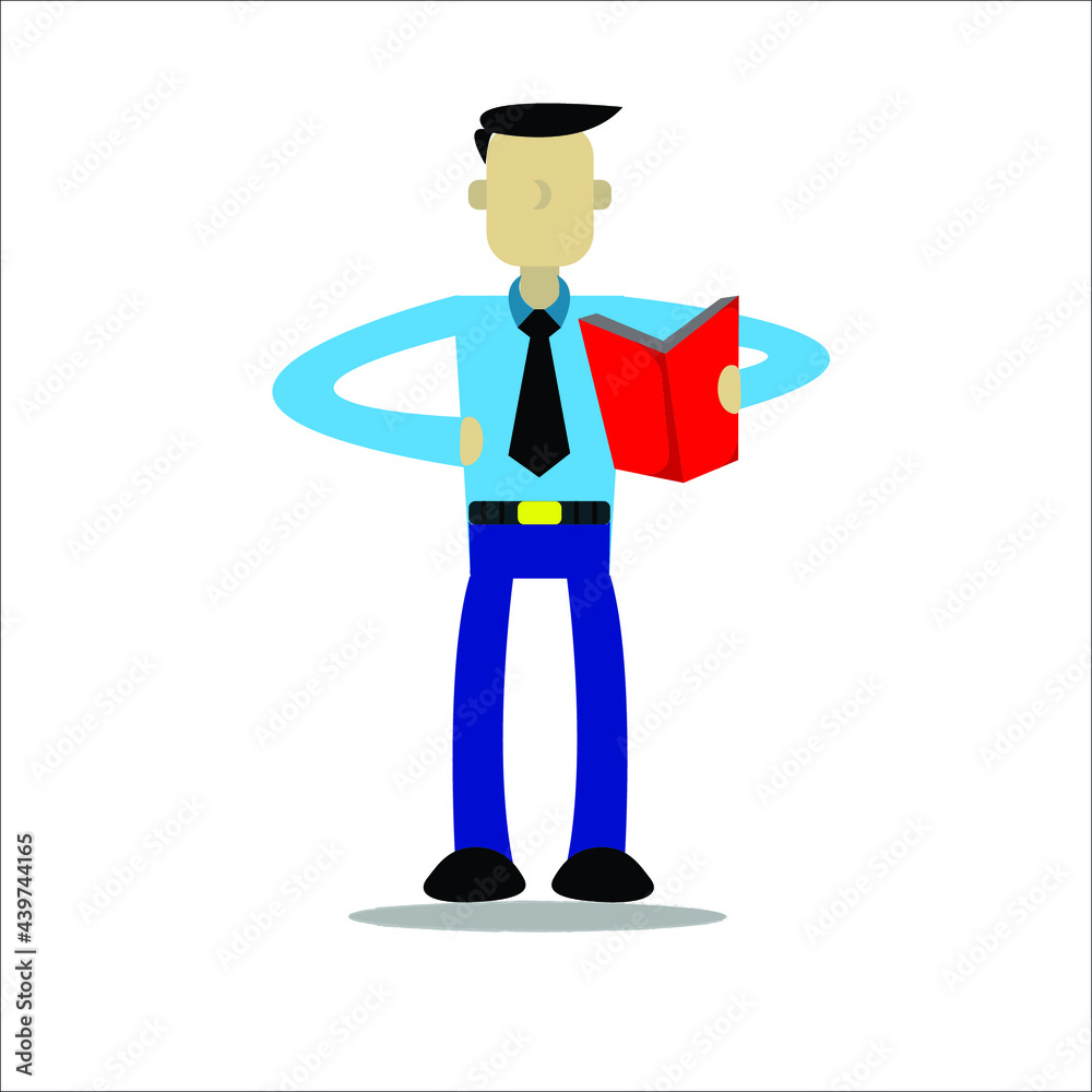 vector illustration of an employee reading a company's financial statements