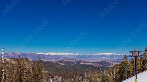View of Sierra Nevada mountains while backcountry skiing
