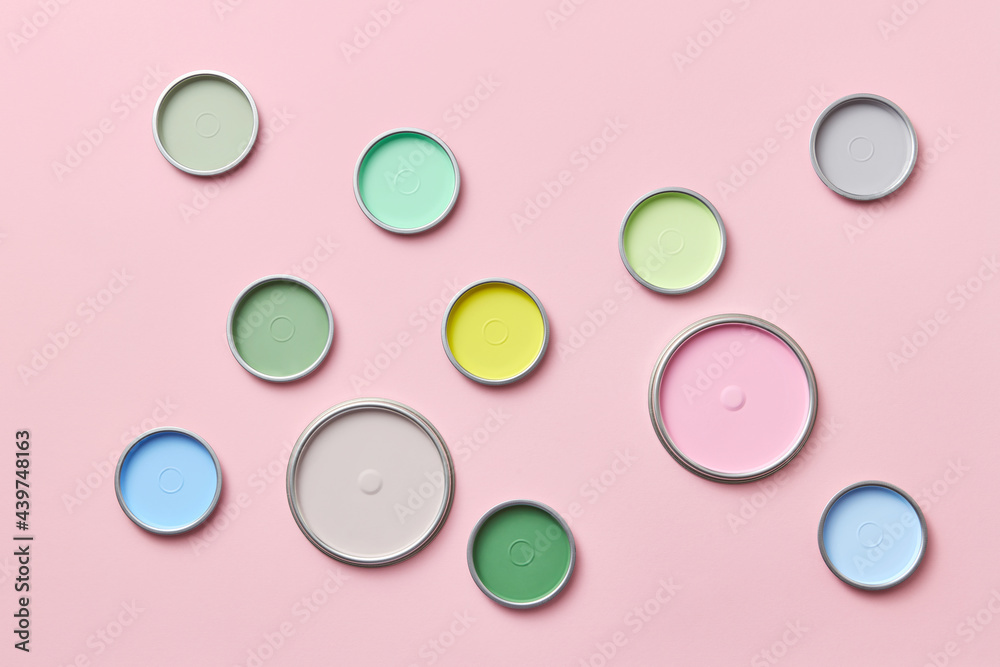 Colored lids of paints Colored lids of paints