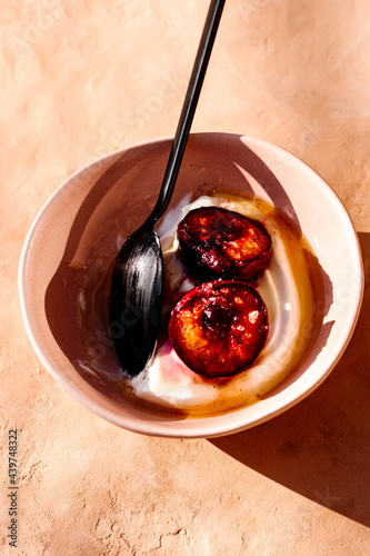 Roasted Plums with Yogurt and Honey