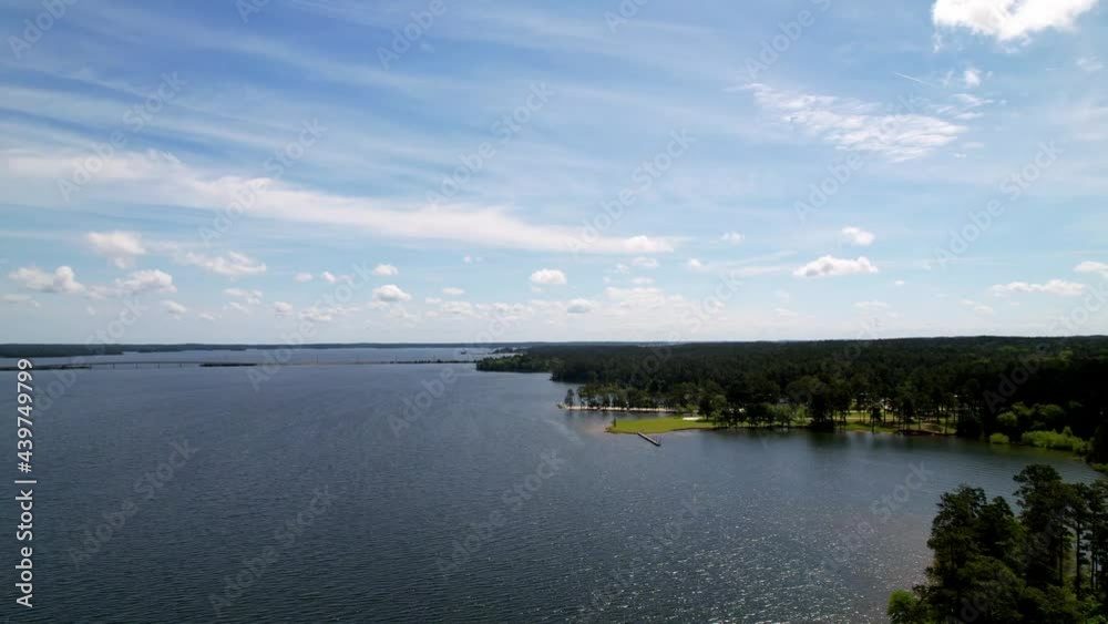 Aerial Tilt Up Lake Strom Thurmond along Savannah River, Clark's Hill Lake Aerial Tilt Up Lake Strom Thurmond along Savannah River, Clark's Hill Lake