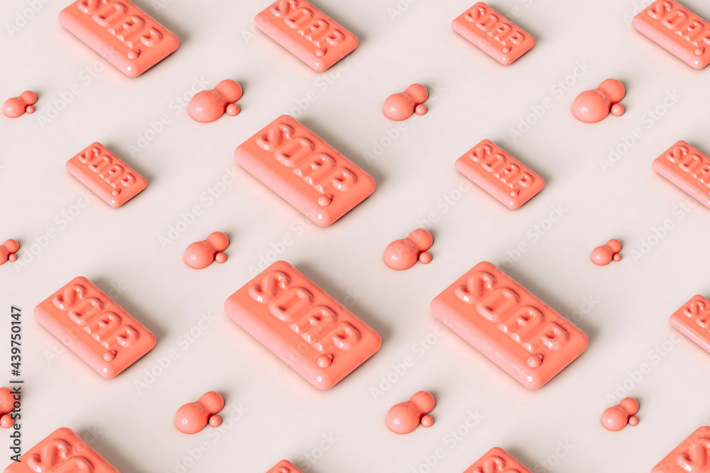 pattern of Pink soap on grey background pattern of Pink soap on grey background
