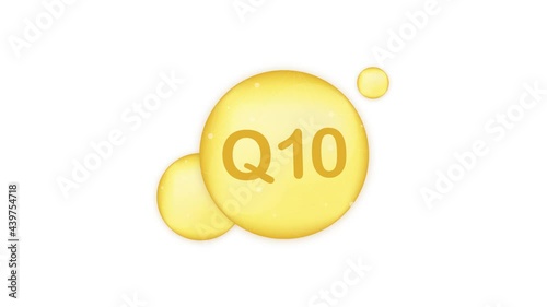 Vitamin Q 10 gold shining icon. Ascorbic acid. Motion graphics. photo