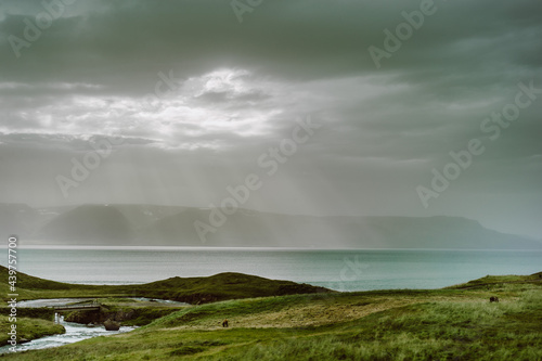 Crepuscular Rays on Icelandic Sea