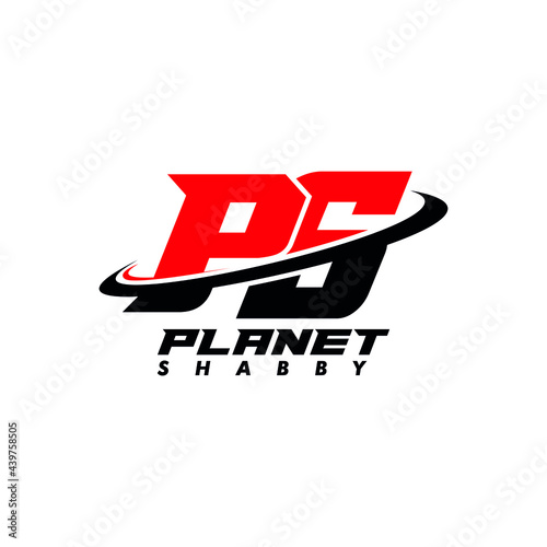 PS Letter Vector Logo Planet Idea Illustration Red And Black Color