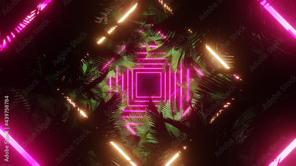 Obraz premium 3D illustration Background for advertising and wallpaper in 90s retro and sci fi pop art scene. 3D rendering in decorative concept.