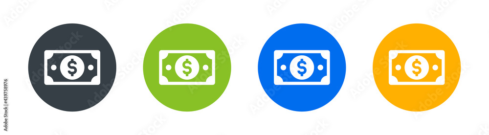 Dollar bill or cash money icon isolated on white background. Financial concept Dollar bill or cash money icon isolated on white background. Financial concept