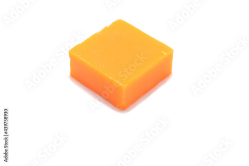 Handmade Natural Papaya Bar Soap DIY Homemade Soap with Lavender Essential Oil - Activities for Things to Do at Home top view on a white background