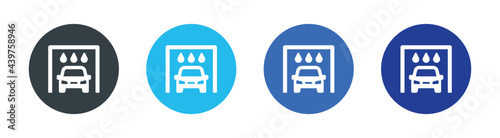 Car wash shop or car care icon symbol on circle design isolated on white.