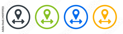 Path route distancing vector icon. Button design