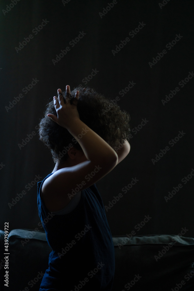 Faceless image of girl with hands in hair Faceless image of girl with hands in hair