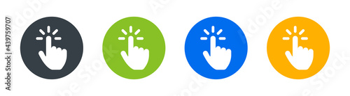 Touch, click and press by finger icons set. Button round design