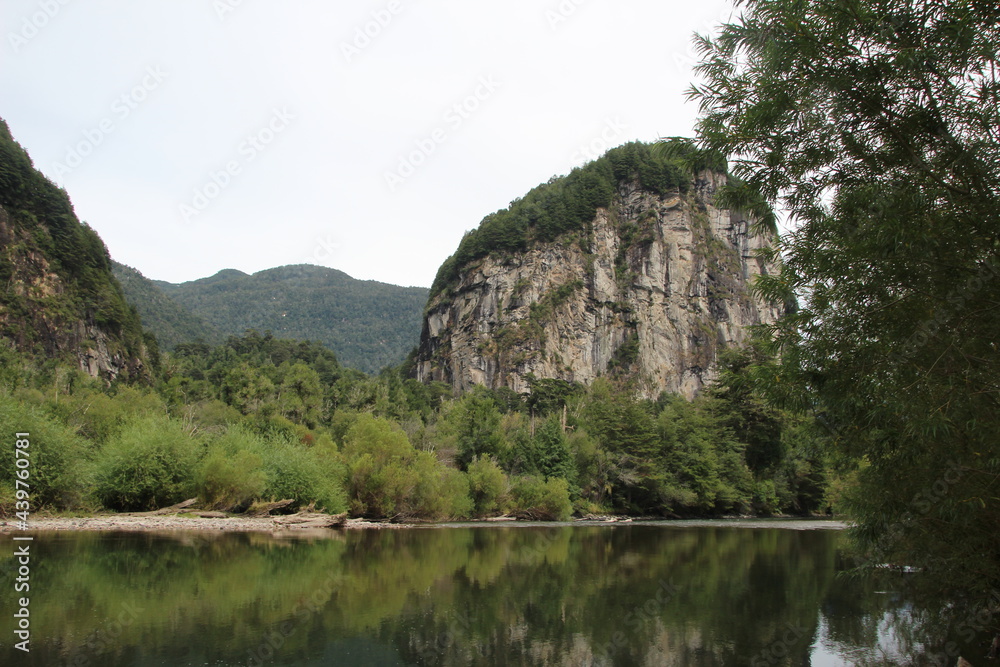 Reflections in the Simpson River, Simpson River National Park, Patagonia, southern Chile.