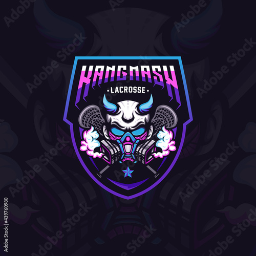 Skull Mask Mascot Logo Design Illustration For Lacrosse Club