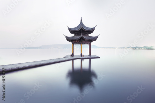 beautiful hangzhou and ancient pavilion
