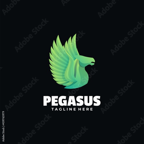 Vector Logo Illustration Pegasus Gradient Colorful Style.