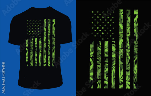 marijuana leaf with american flag - t shirt design design vector