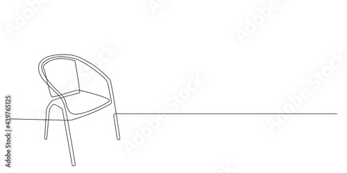 Chair in Continuous one line drawing. Interior with furniture in simple linear style. Editable stroke. Doodle Vector illustration
