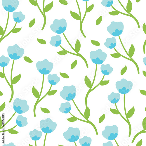 Cute seamless pattern with cartoon flowers and leaves for fabric print  textile  gift wrapping paper. colorful vector for kids  flat style