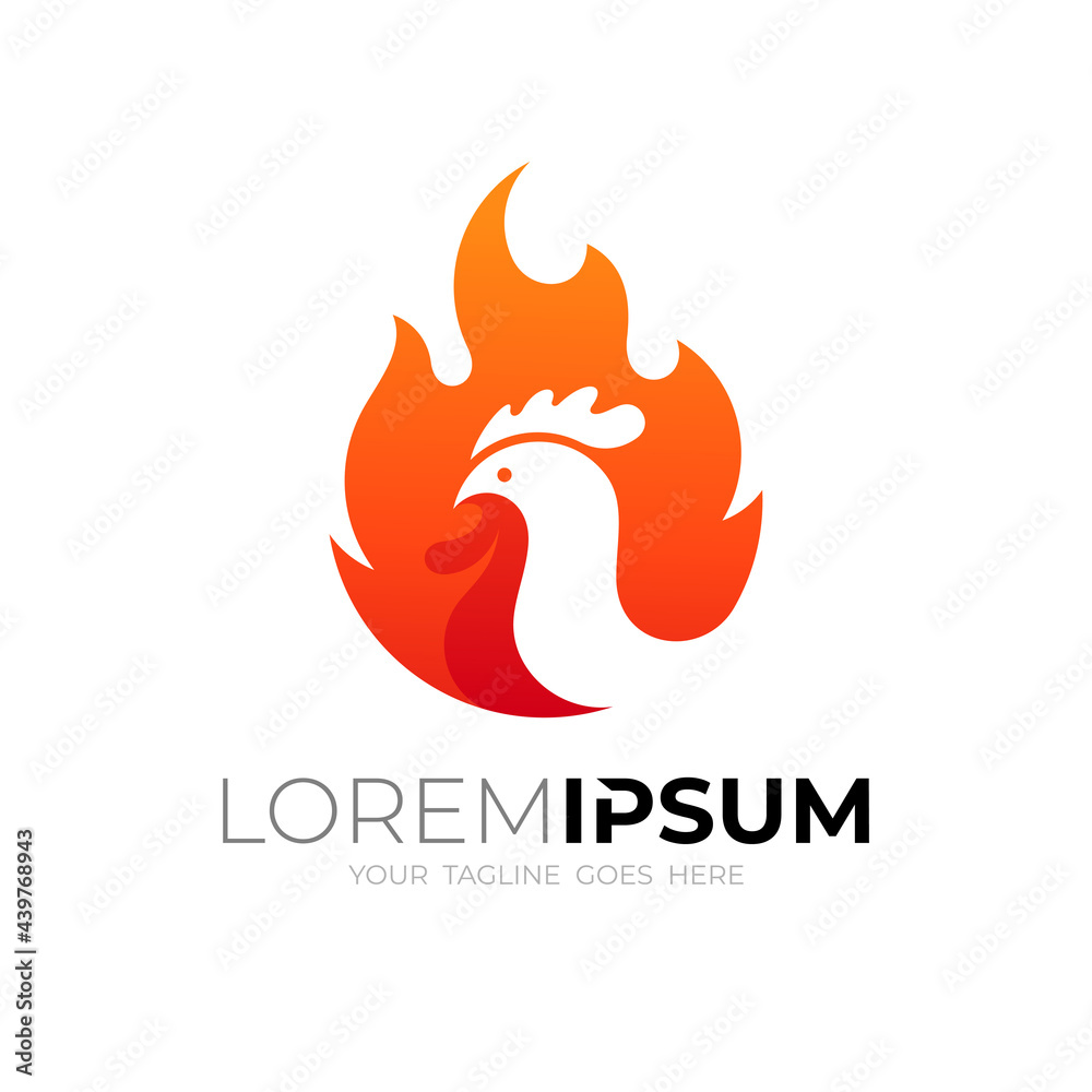 Fire logo and chicken logo template, simple style Fire logo and chicken logo template, simple style