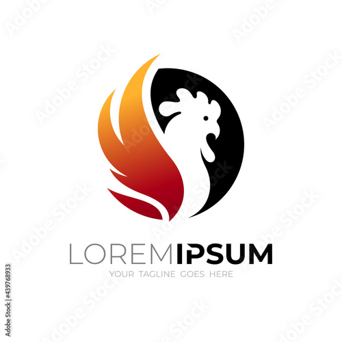Fire logo and chicken design combination, restaurant icon