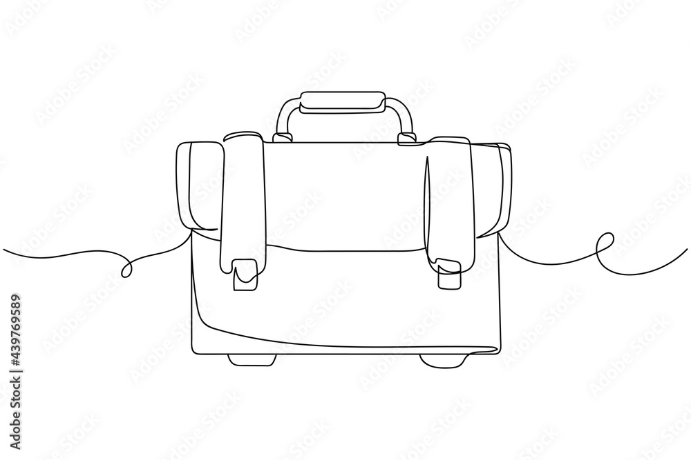 Continuous one line of briefcase in silhouette on a white background. Linear stylized.Minimalist. Continuous one line of briefcase in silhouette on a white background. Linear stylized.Minimalist.