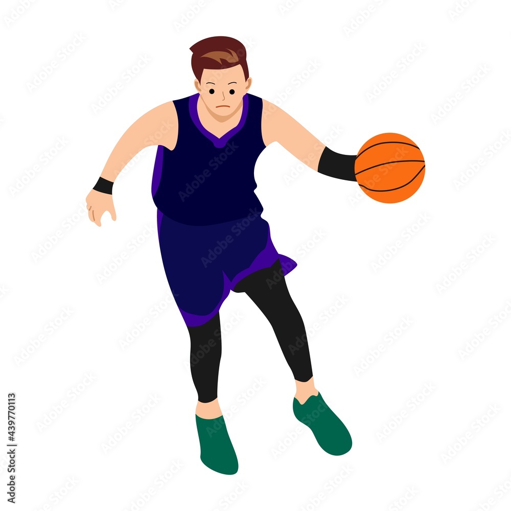 Naklejka premium Basketball player. Vector illustration on white background. Sports concept.