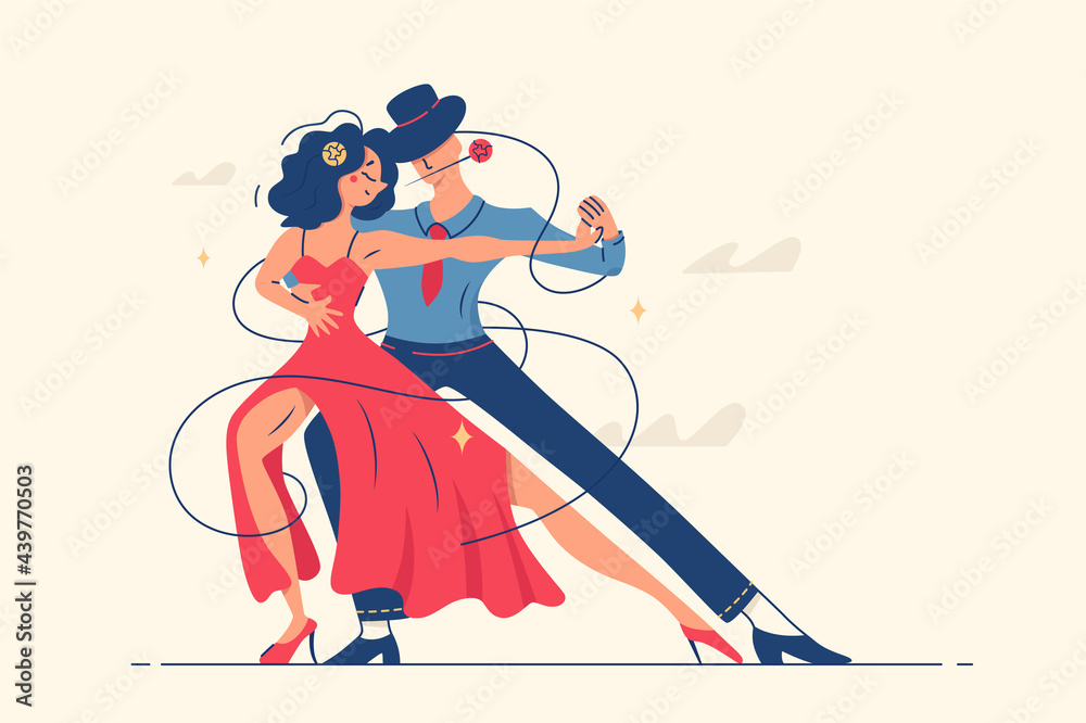 Man and woman dancing romantic tango - obrazy, fototapety, plakaty 