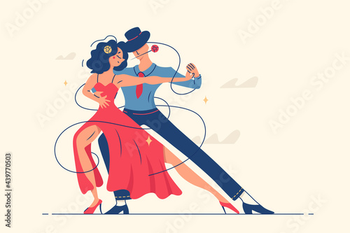 Man and woman dancing romantic tango photo
