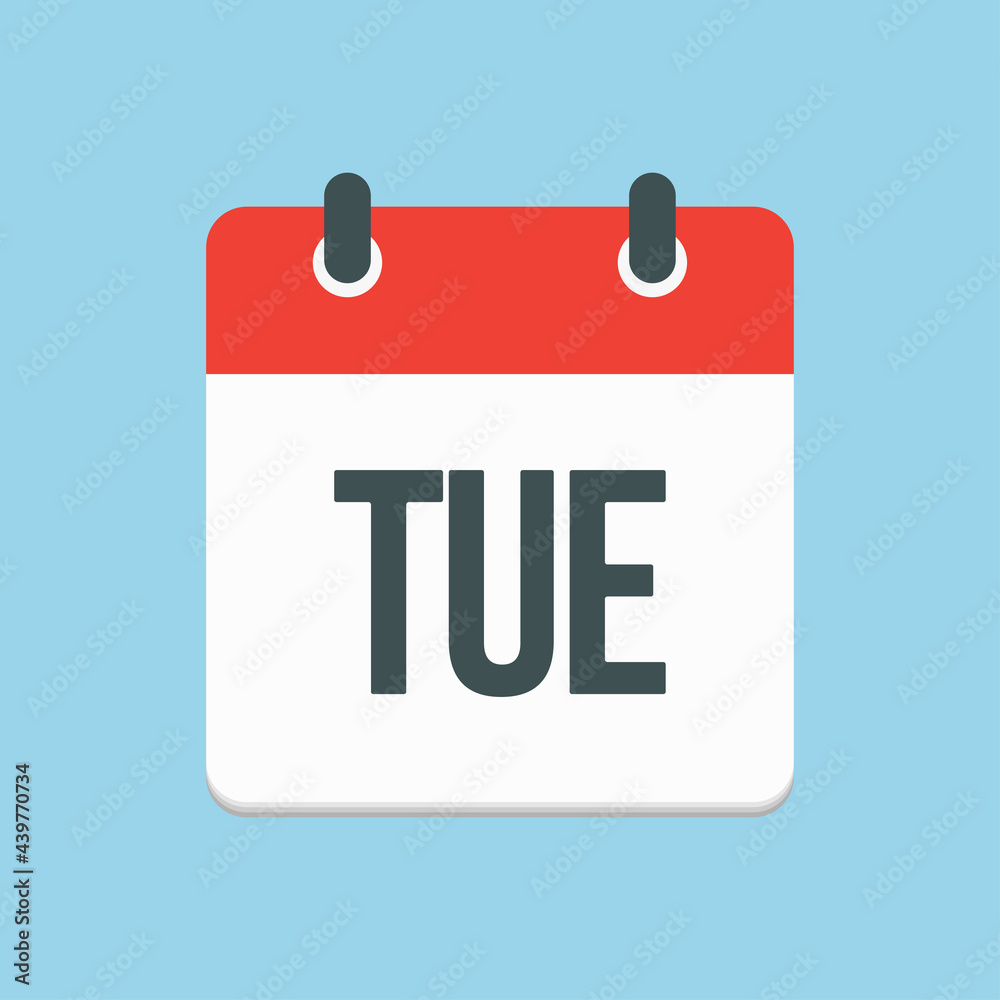 Vector icon page calendar, day of the week Tuesday Vector icon page calendar, day of the week Tuesday