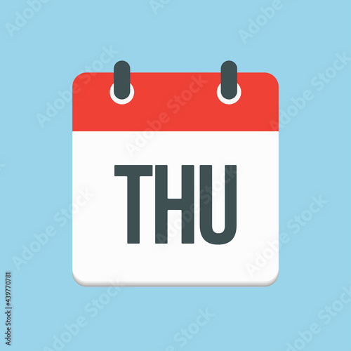 Vector icon page calendar, day of week Thursday