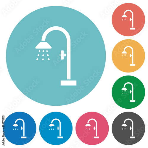 Shower flat round icons
