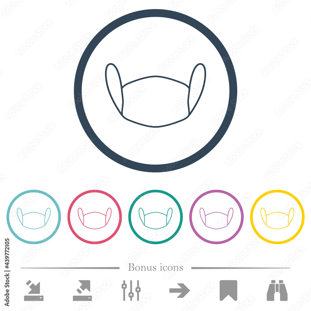 Medical face mask flat color icons in round outlines Medical face mask flat color icons in round outlines