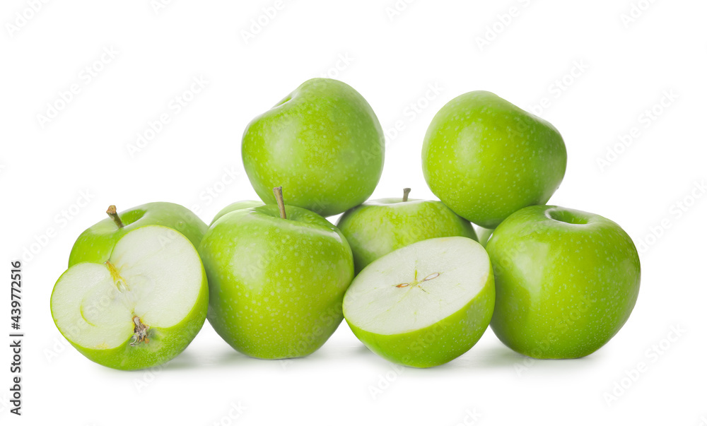 Fresh green apples on white background Fresh green apples on white background