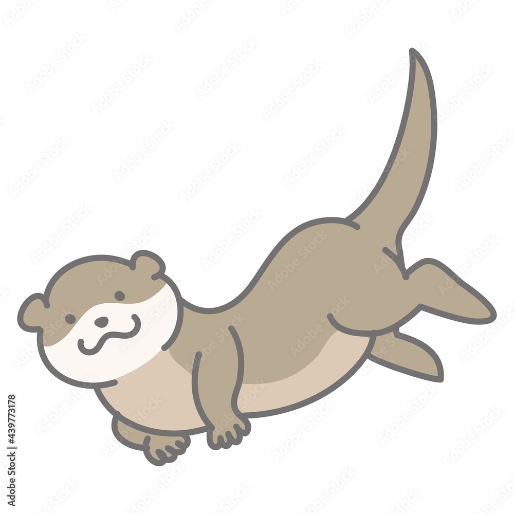 泳ぐカワウソのイラスト Stock Vector Adobe Stock