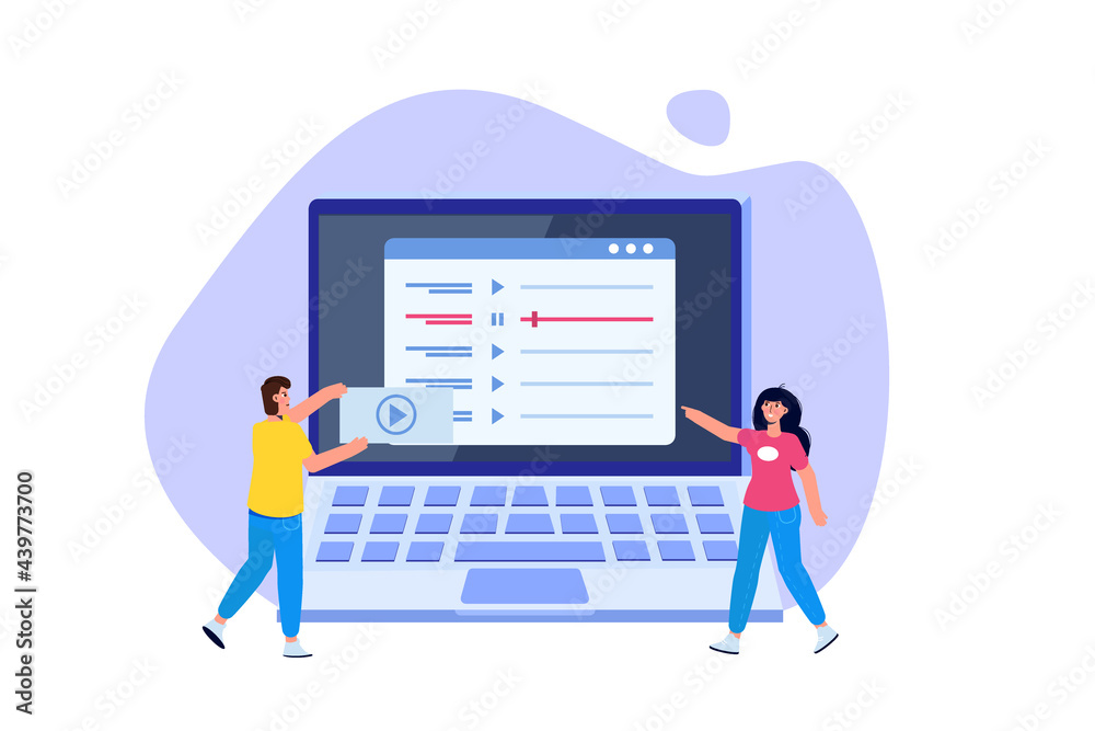 Internet online radio streaming, music applications, playlist online podcast concept. Vector illustration. Internet online radio streaming, music applications, playlist online podcast concept. Vector illustration.
