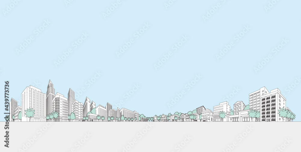 街並みのベクターイラスト 線画イラスト Stock Vektorgrafik Adobe Stock