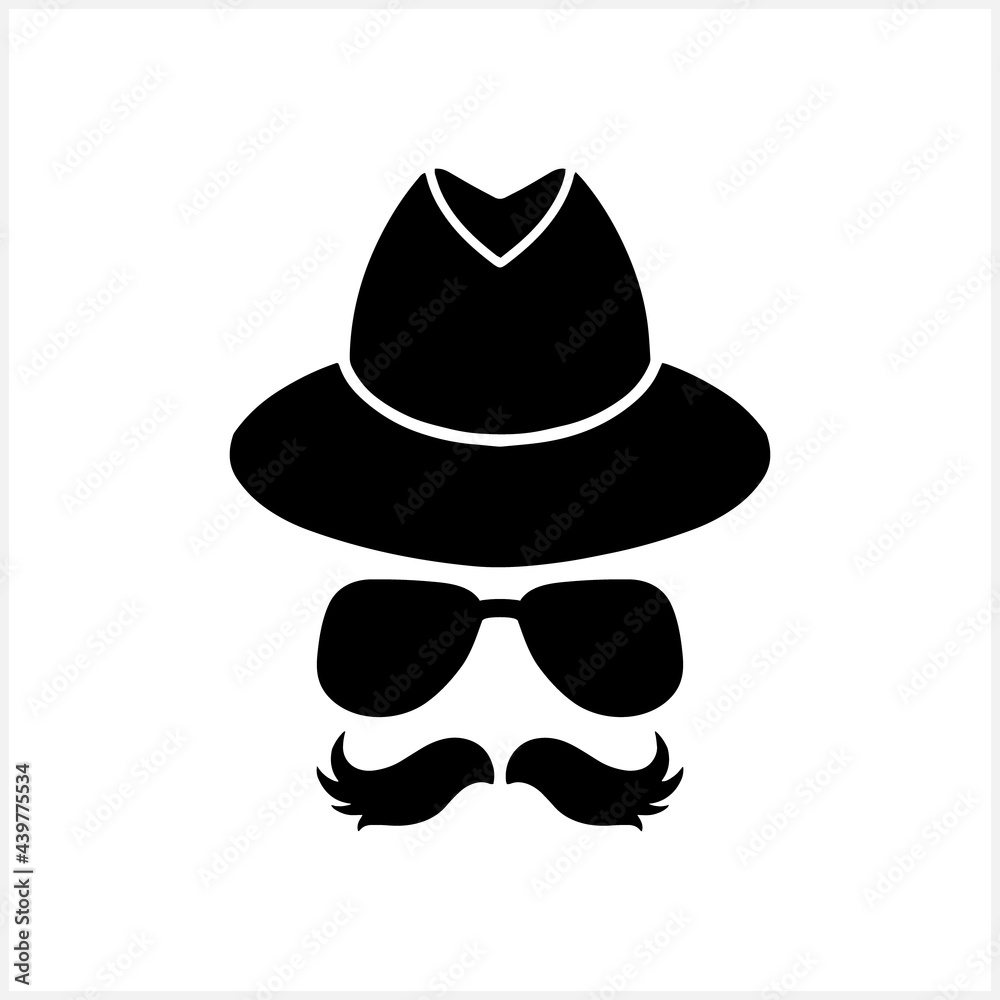 Hipster icon isolated on white. Stencil vector stock illustration. EPS 10 Hipster icon isolated on white. Stencil vector stock illustration. EPS 10