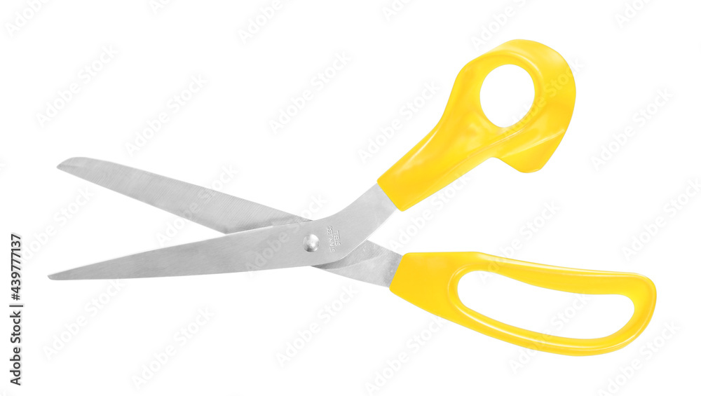 yellow scissors isolated on a white background yellow scissors isolated on a white background