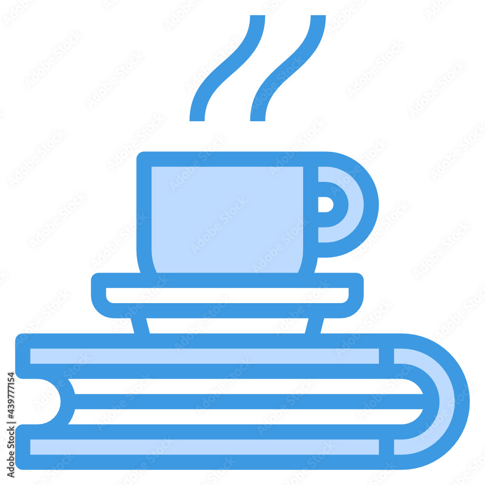 Obraz premium Coffee Cup blue outline icon