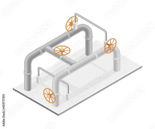Oil or Petroleum Industry with Pipeline for Transporting Process Isometric Vector Illustration