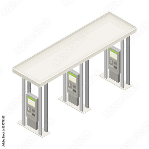 Gas or Filling Station as Facility Selling Fuel for Motor Vehicle Isometric Vector Illustration