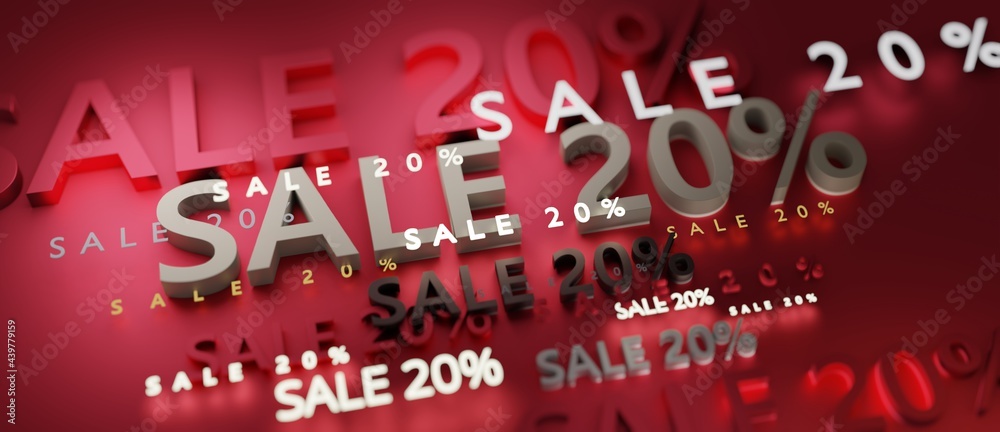 Abstract SALE 20% 3D TEXT Rendered Poster (3D Artwork)