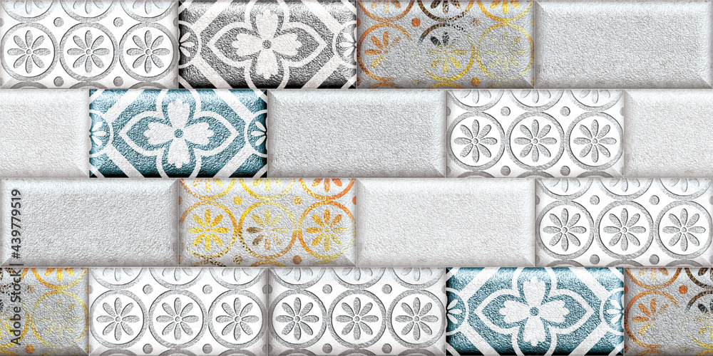 digital wall tile design, wallpaper, background and texture for