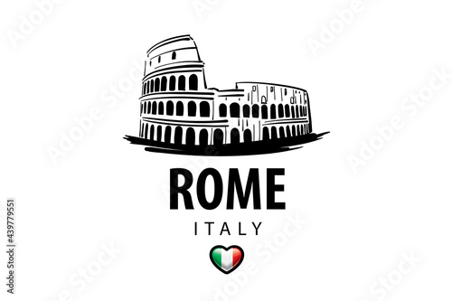 Vector drawing of the Colosseum in Rome on a white background