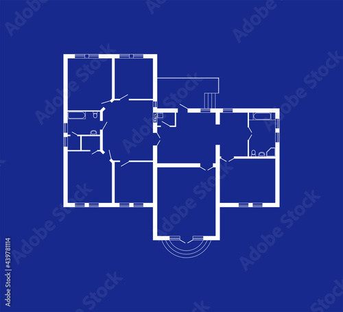 Floor plan of a modern suburban house. Vector blueprint for your design. Architectural background.