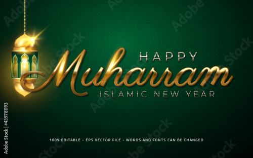 Editable text effect - illustration Happy muharram illustration for design. photo