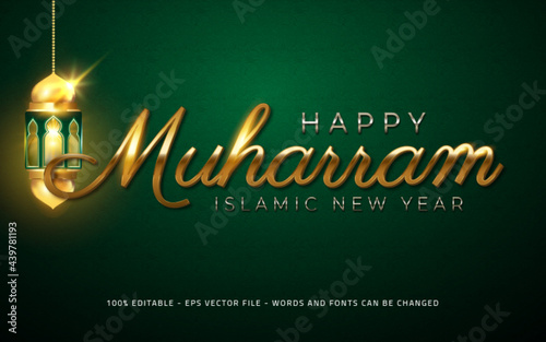 Editable text effect - illustration Happy muharram illustration for design.