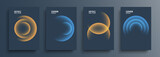 Cover templates set with vibrant gradient round shapes. Futuristic abstract backgrounds with planet sphere for your graphic design. Vector illustration.